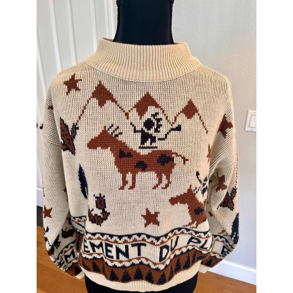 Vintage Great Plains Southwestern Horse Knit Sweater Mens M Boxy Western Graphic - Picture 5 of 11